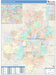 Louisville-Jefferson County Metro Area Wall Map Color Cast Style